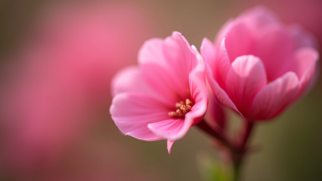 Close-up detail of delicate pink flowering plant petals in spring bloom